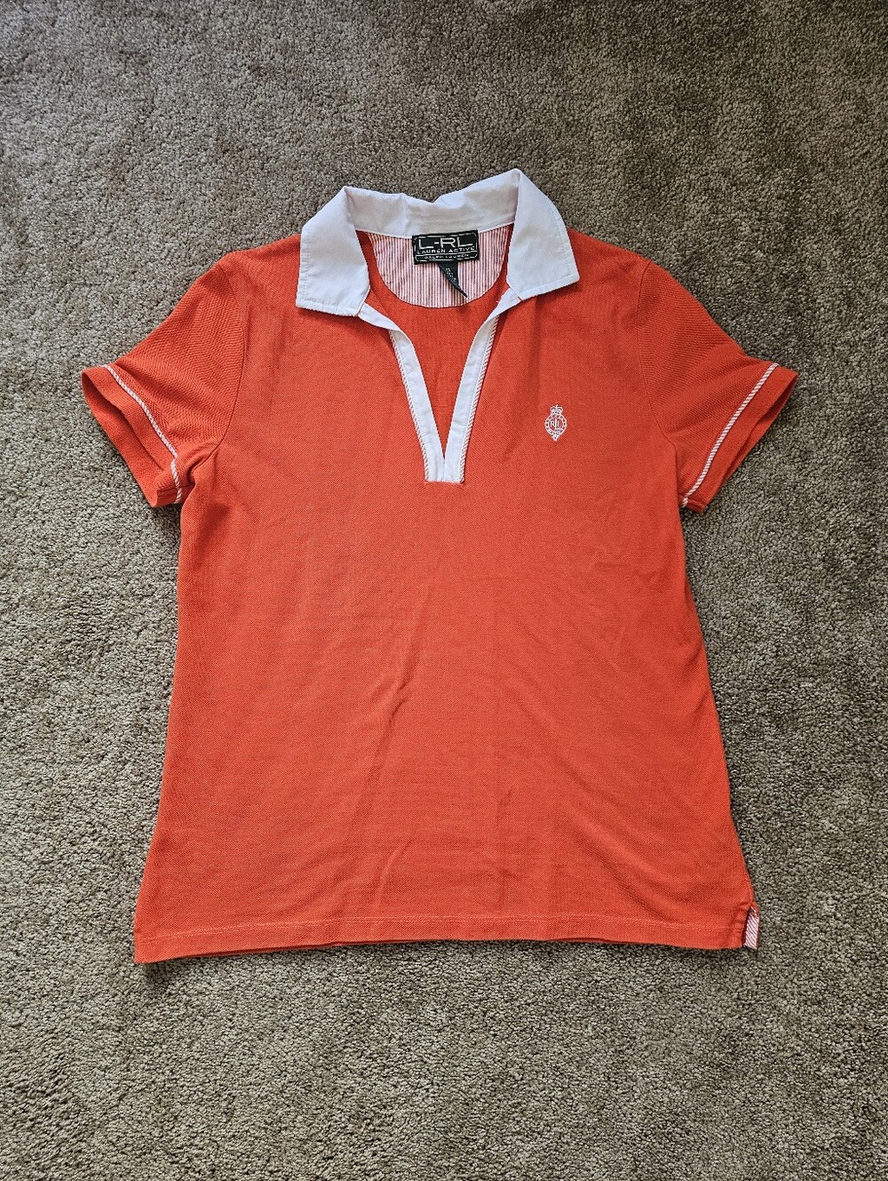 Ralph Lauren Orange Polo with White Contrast Collar